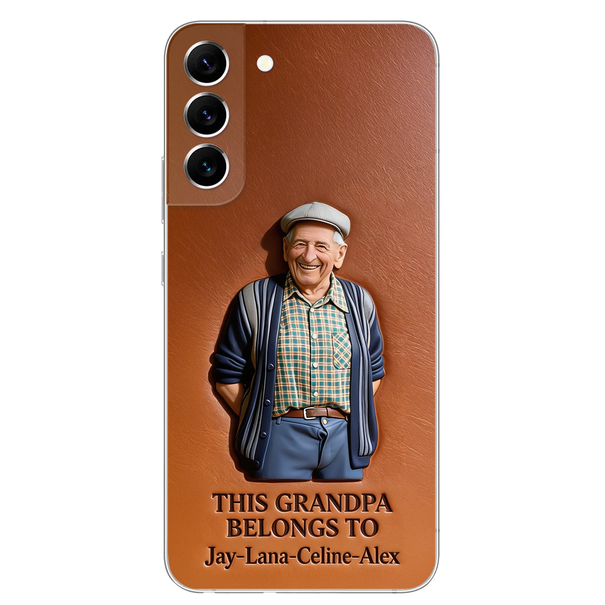 Together Always Case - Personalized Grandpa 3D Embossed Leather Phone Case