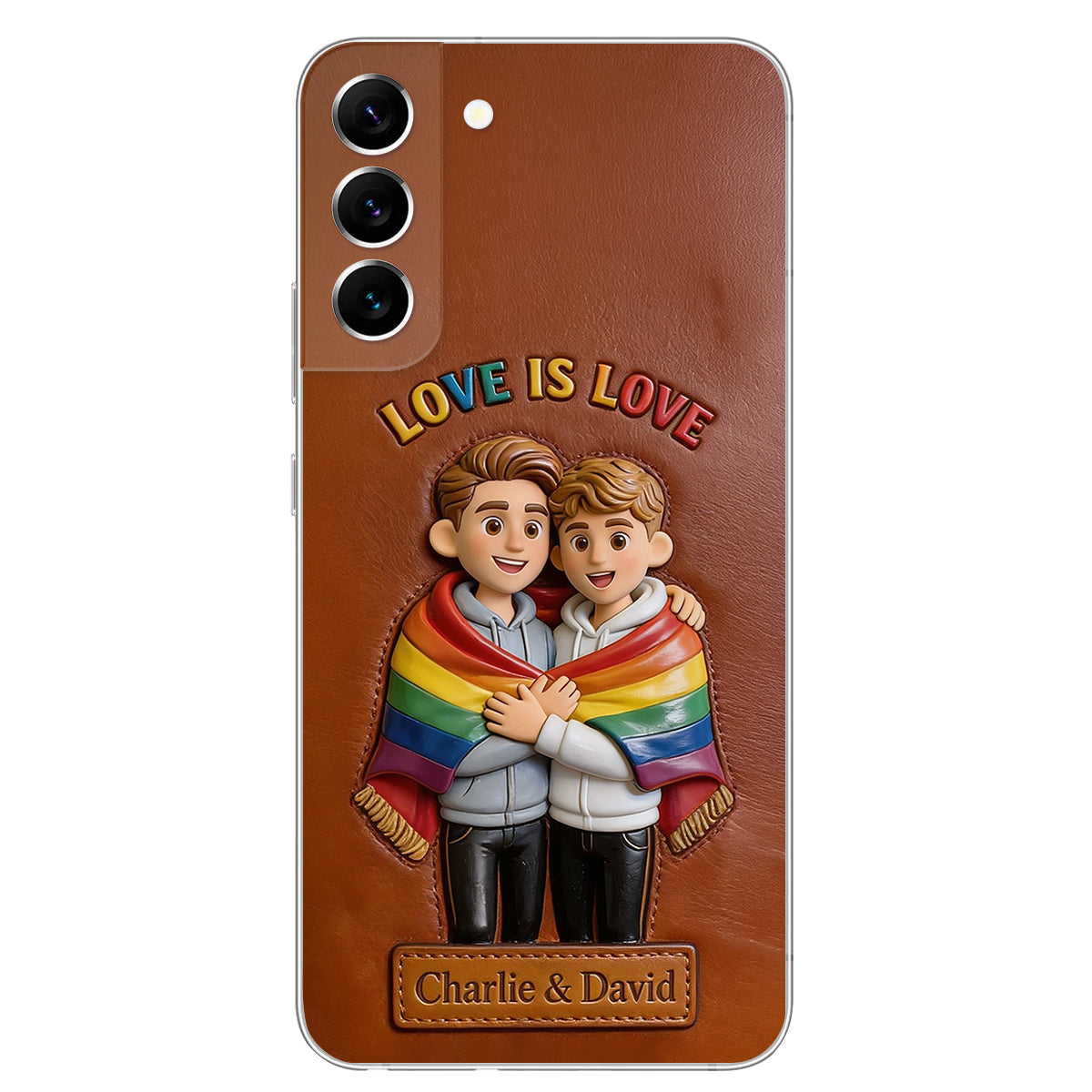 Love Is Love - Personalized LGBT Support 3D Embossed Leather Phone Case