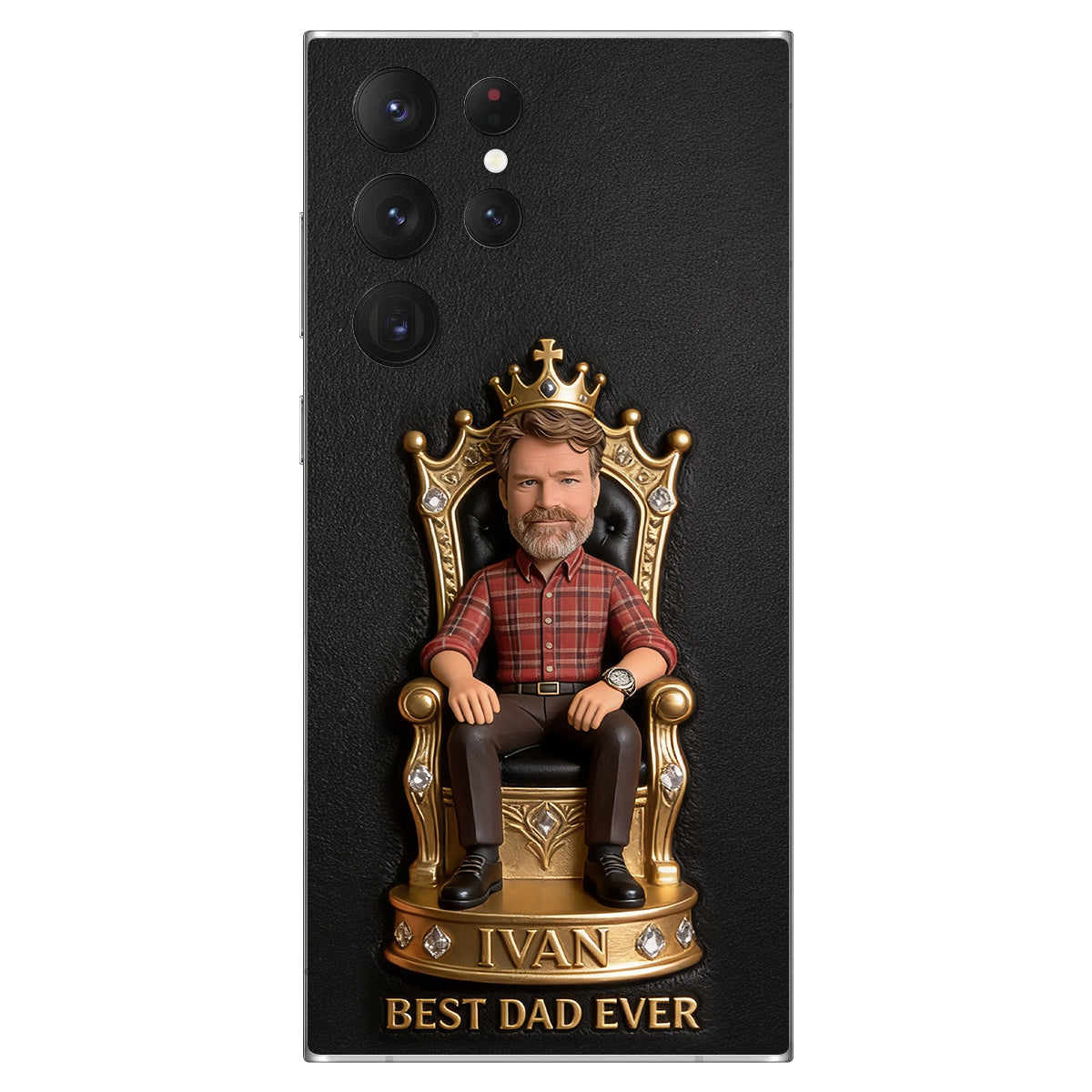 The King Dad - Personalized Father 3D Embossed Leather Phone Case