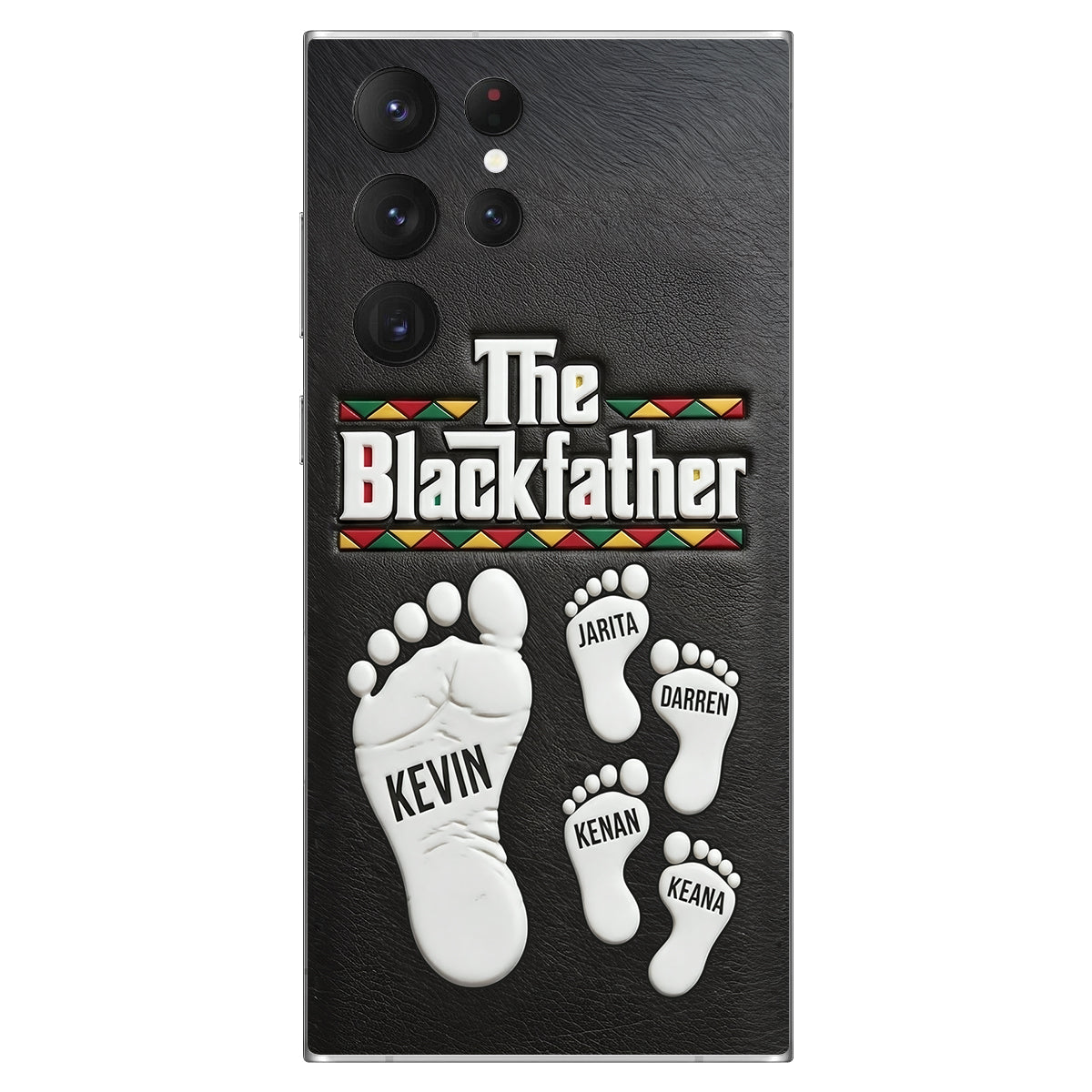 The Blackfather - Personalized Father 3D Embossed Leather Phone Case
