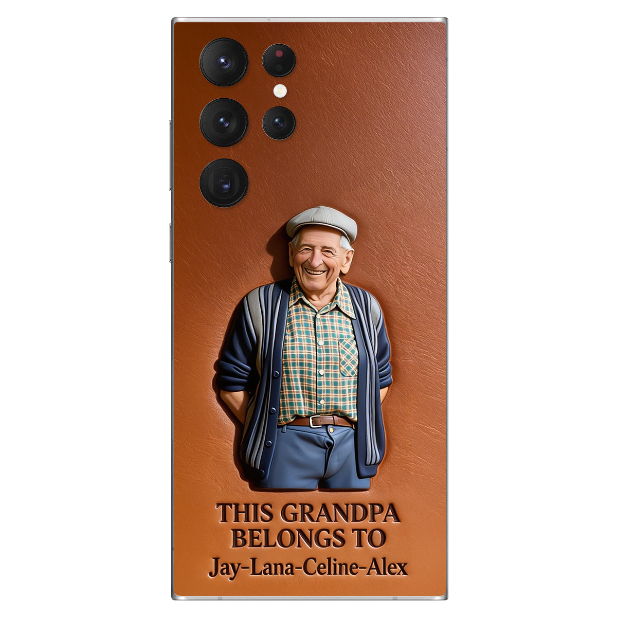 Together Always Case - Personalized Grandpa 3D Embossed Leather Phone Case