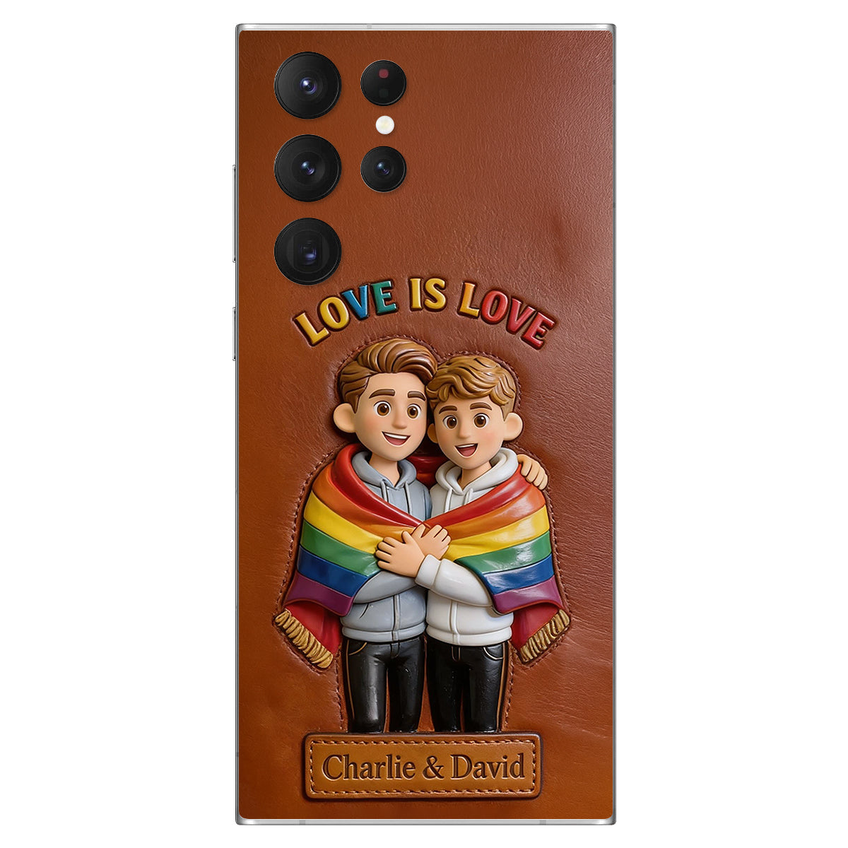 Love Is Love - Personalized LGBT Support 3D Embossed Leather Phone Case