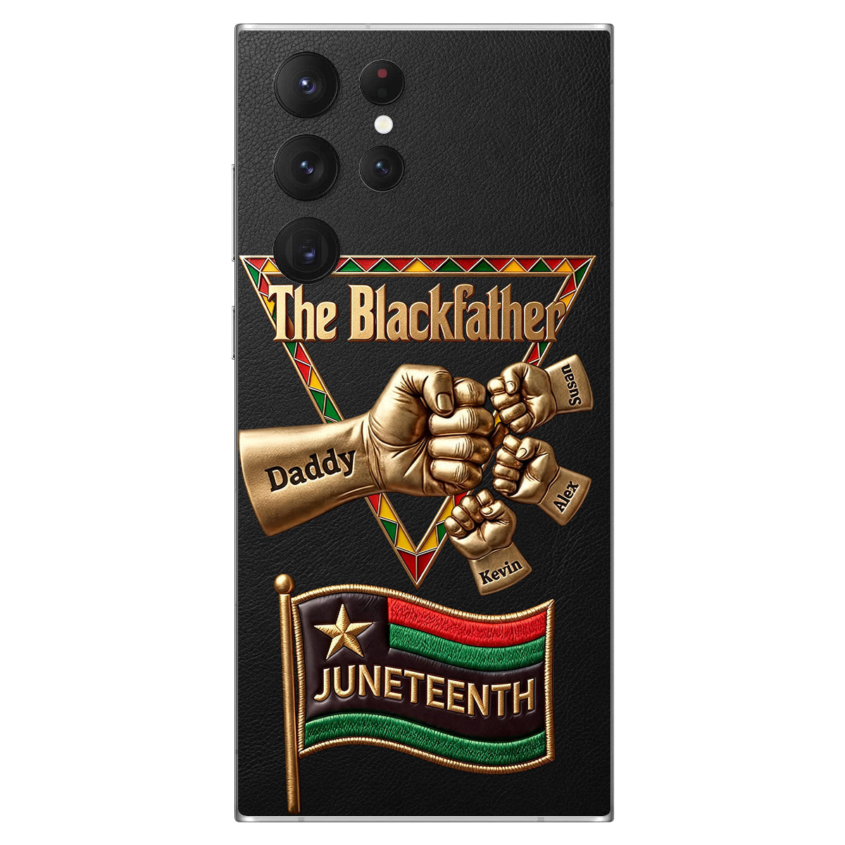 The Blackfather - Personalized Father 3D Embossed Leather Phone Case