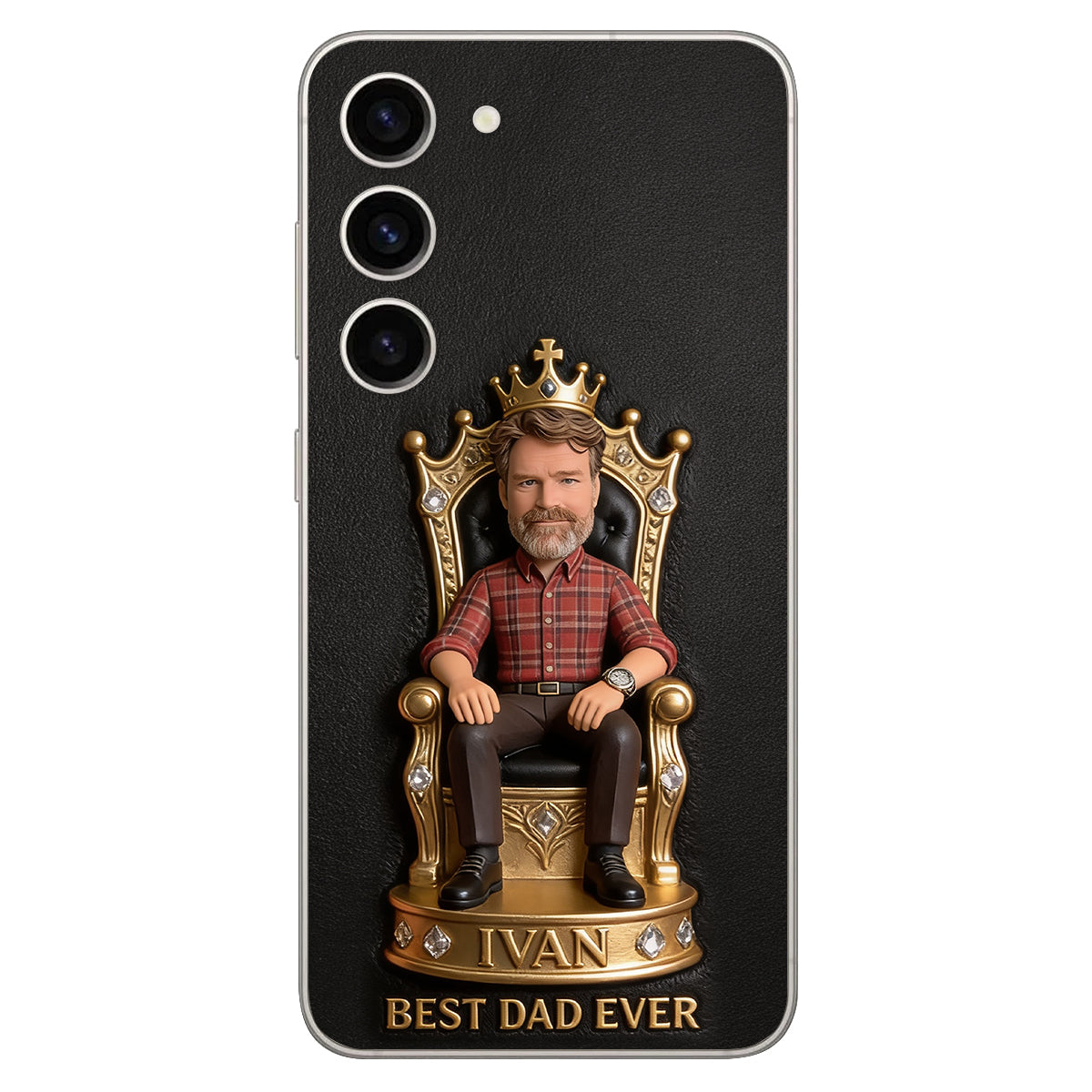 The King Dad - Personalized Father 3D Embossed Leather Phone Case