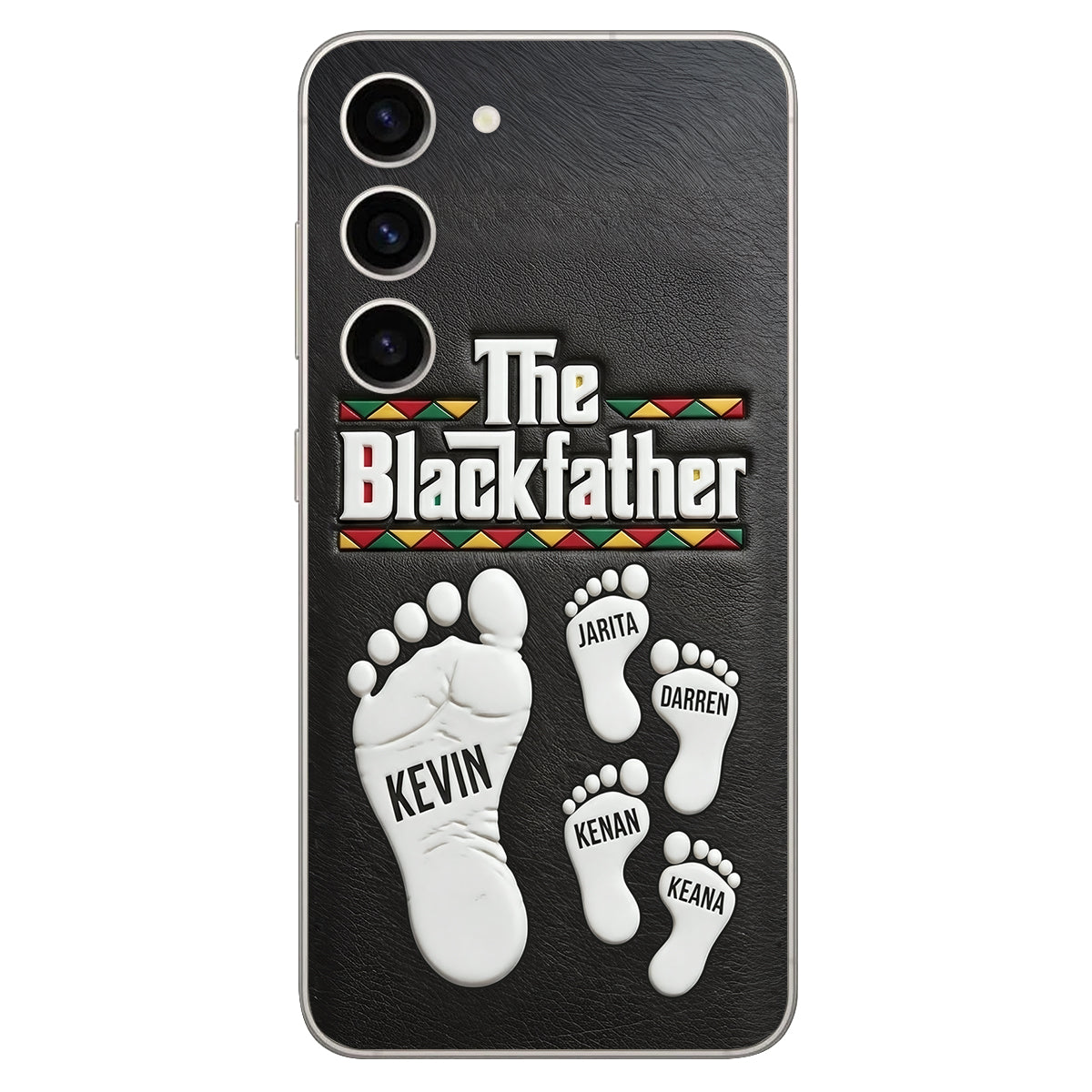The Blackfather - Personalized Father 3D Embossed Leather Phone Case