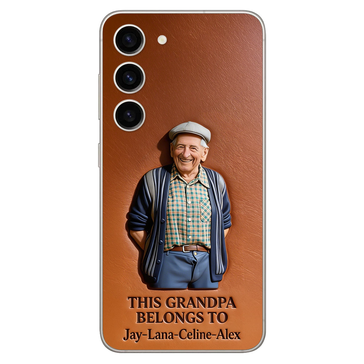 Together Always Case - Personalized Grandpa 3D Embossed Leather Phone Case
