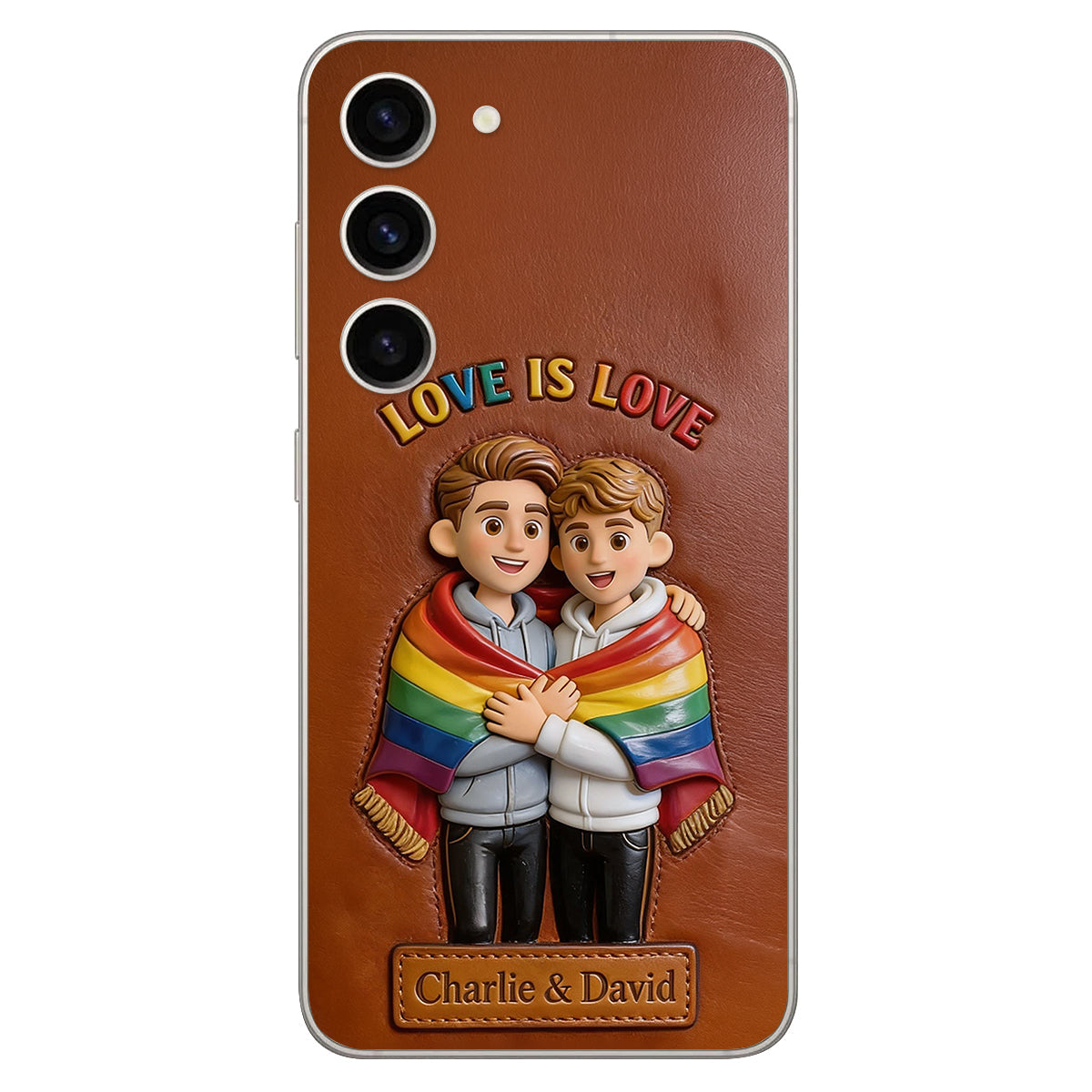 Love Is Love - Personalized LGBT Support 3D Embossed Leather Phone Case