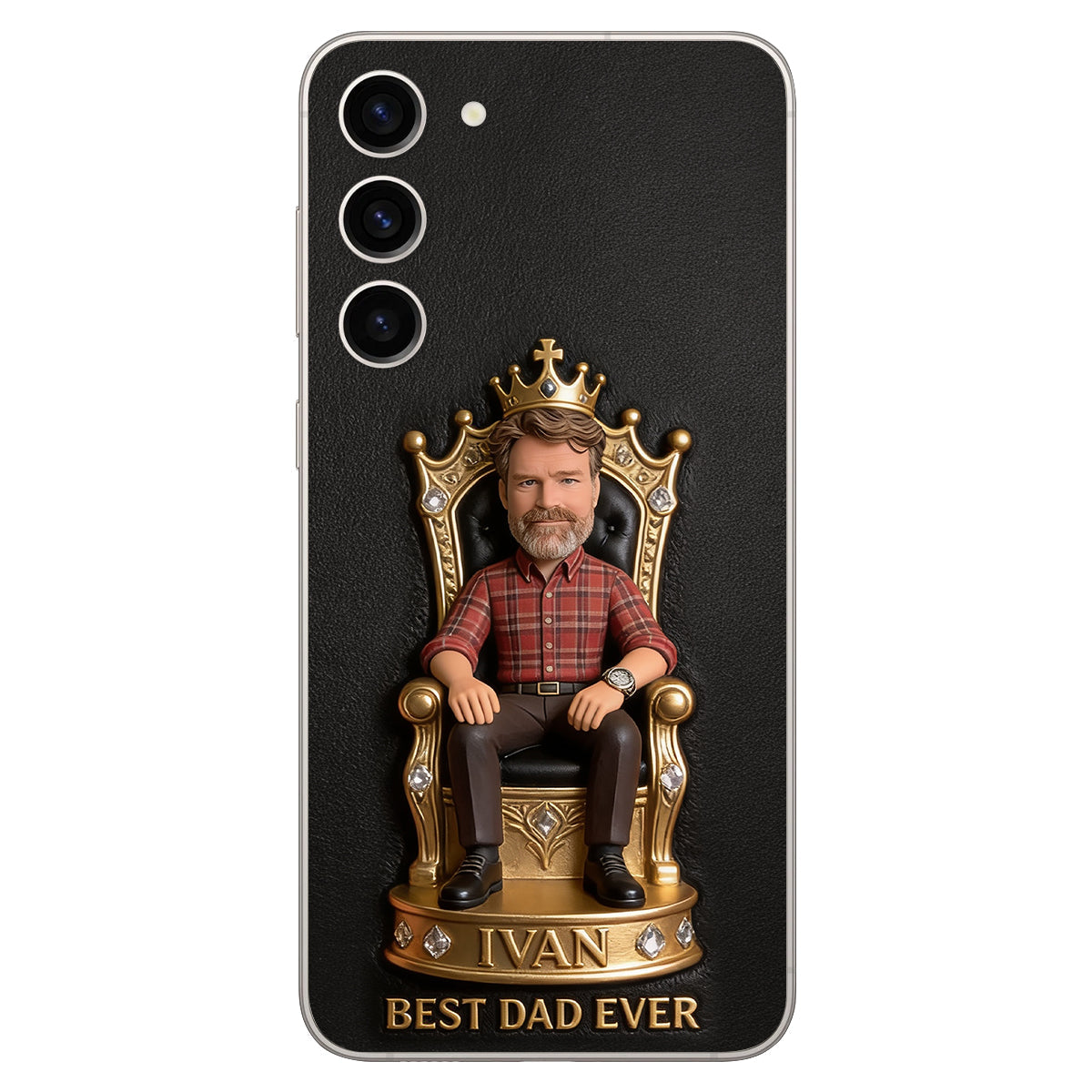 The King Dad - Personalized Father 3D Embossed Leather Phone Case