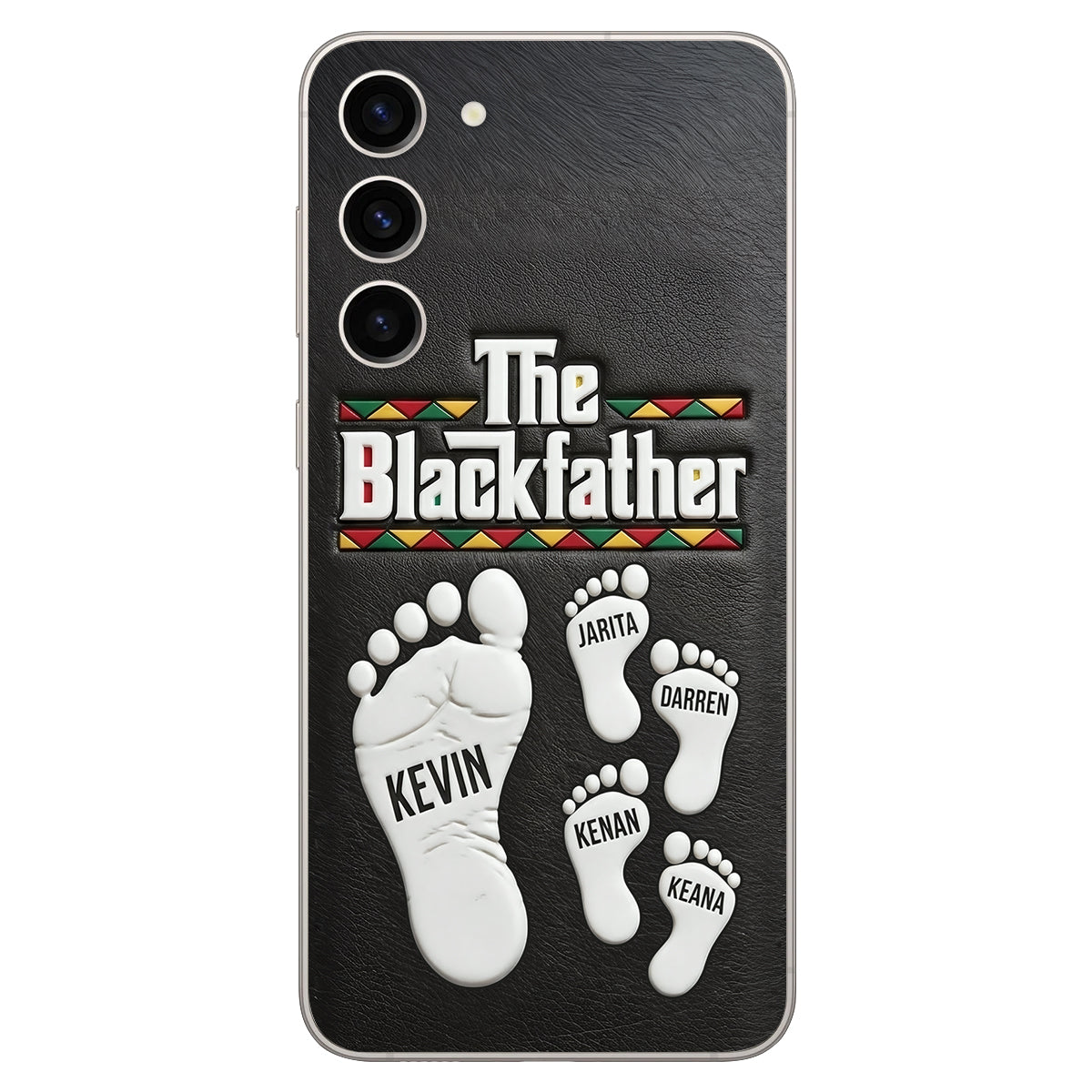The Blackfather - Personalized Father 3D Embossed Leather Phone Case