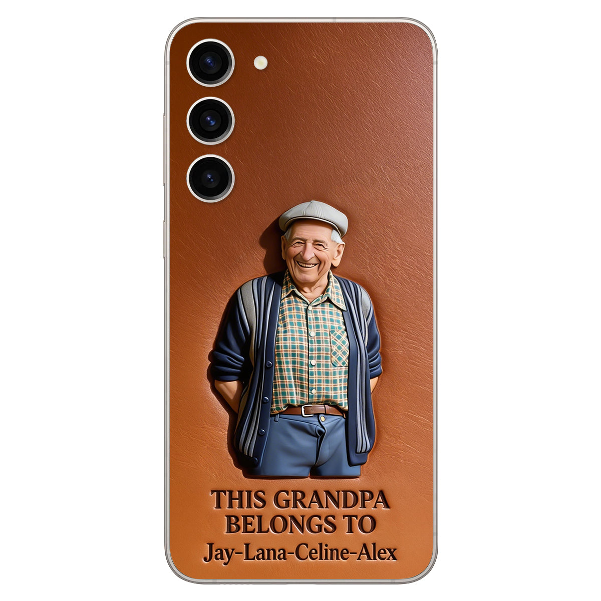 Together Always Case - Personalized Grandpa 3D Embossed Leather Phone Case