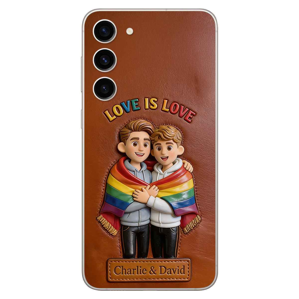 Love Is Love - Personalized LGBT Support 3D Embossed Leather Phone Case