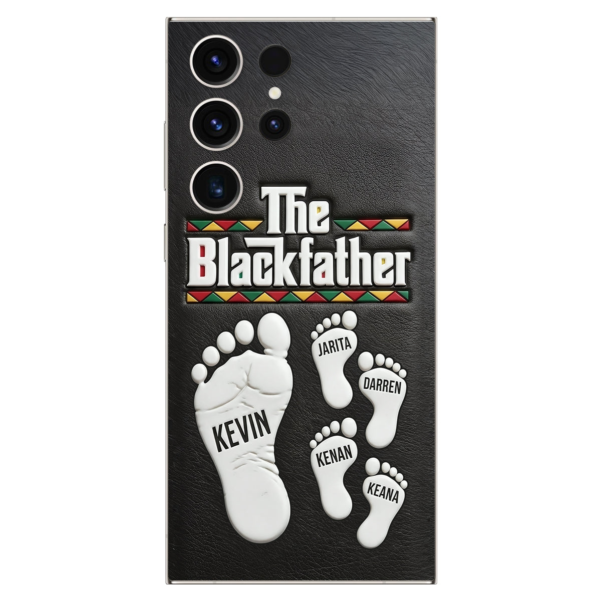 The Blackfather - Personalized Father 3D Embossed Leather Phone Case
