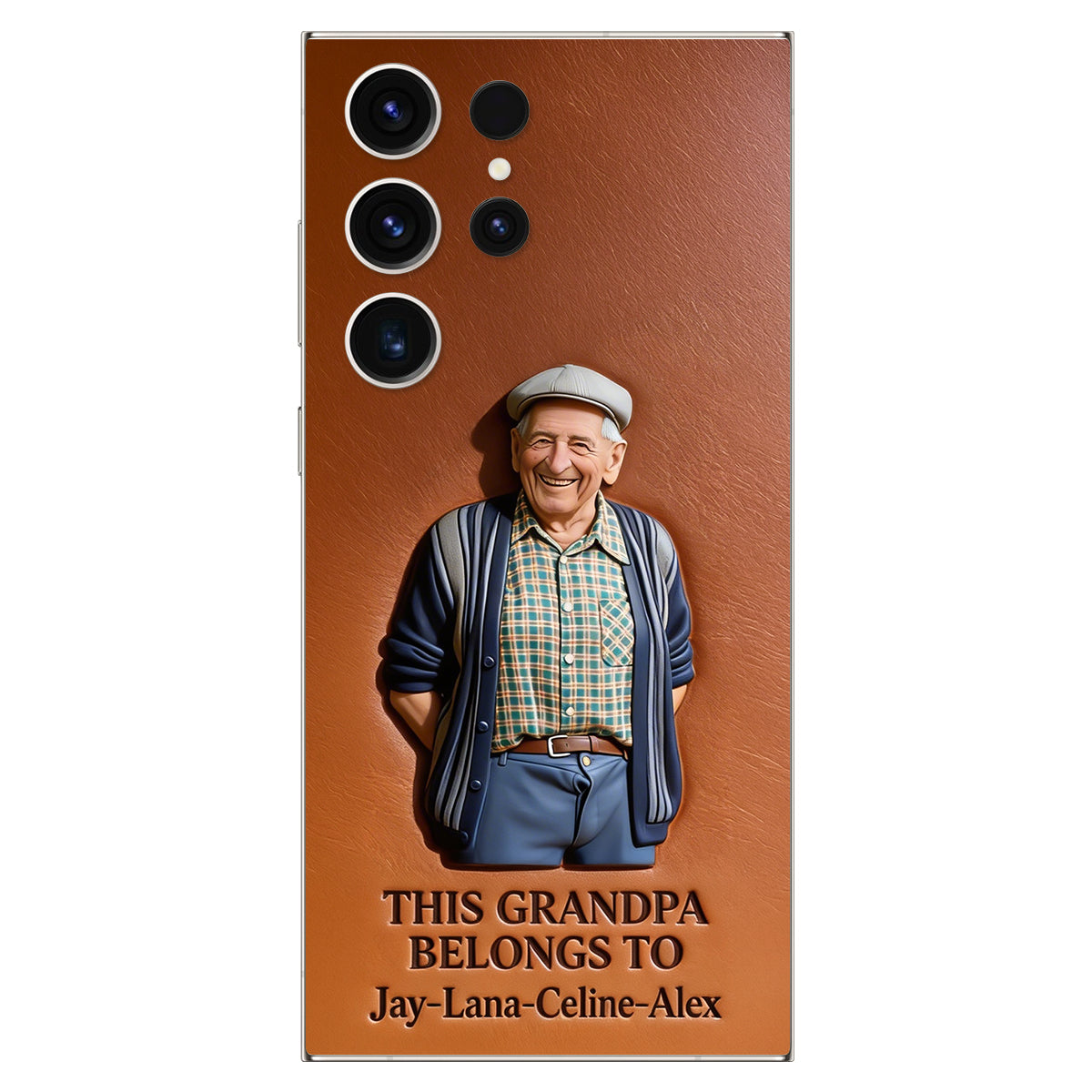 Together Always Case - Personalized Grandpa 3D Embossed Leather Phone Case