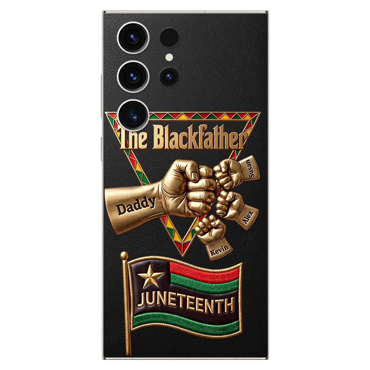 The Blackfather - Personalized Father 3D Embossed Leather Phone Case
