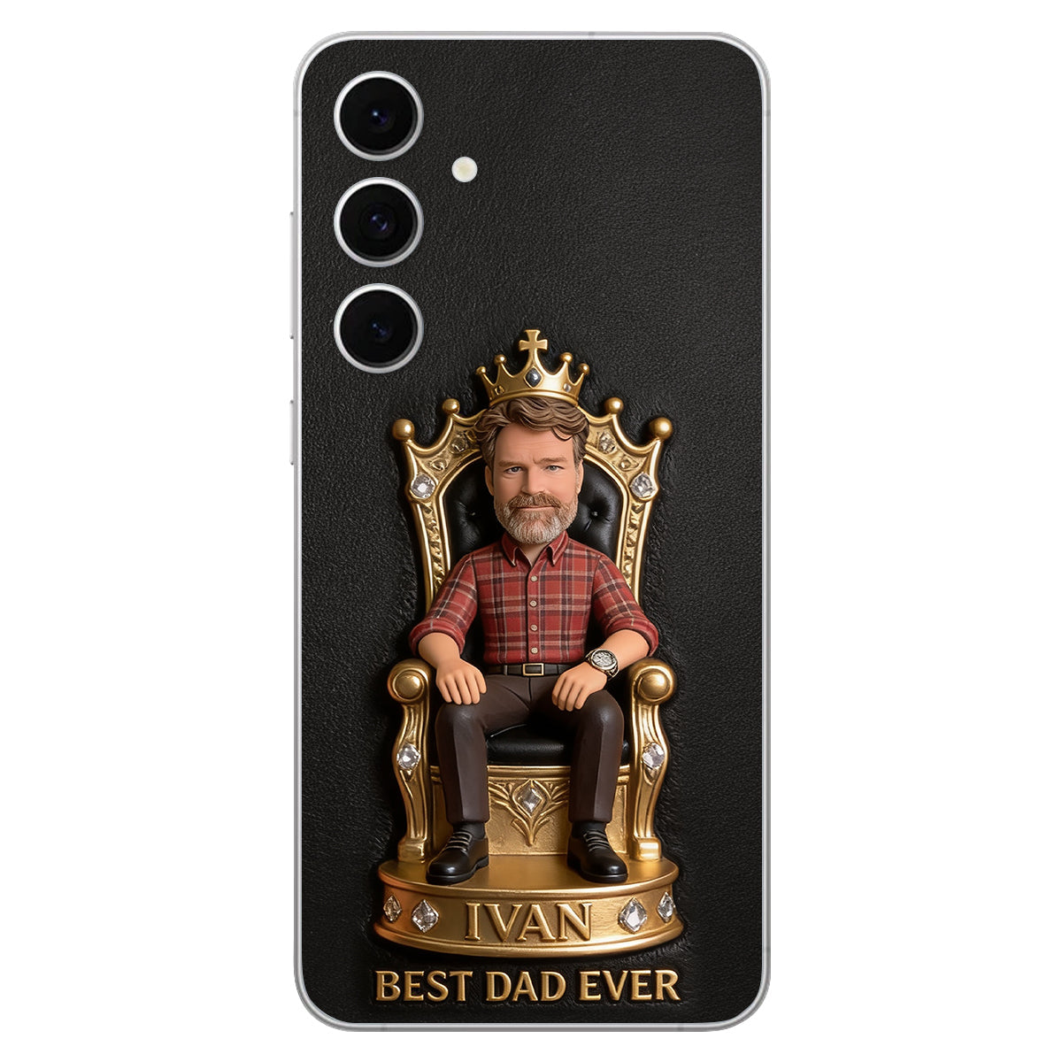 The King Dad - Personalized Father 3D Embossed Leather Phone Case