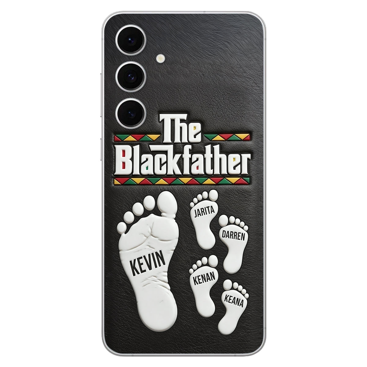 The Blackfather - Personalized Father 3D Embossed Leather Phone Case