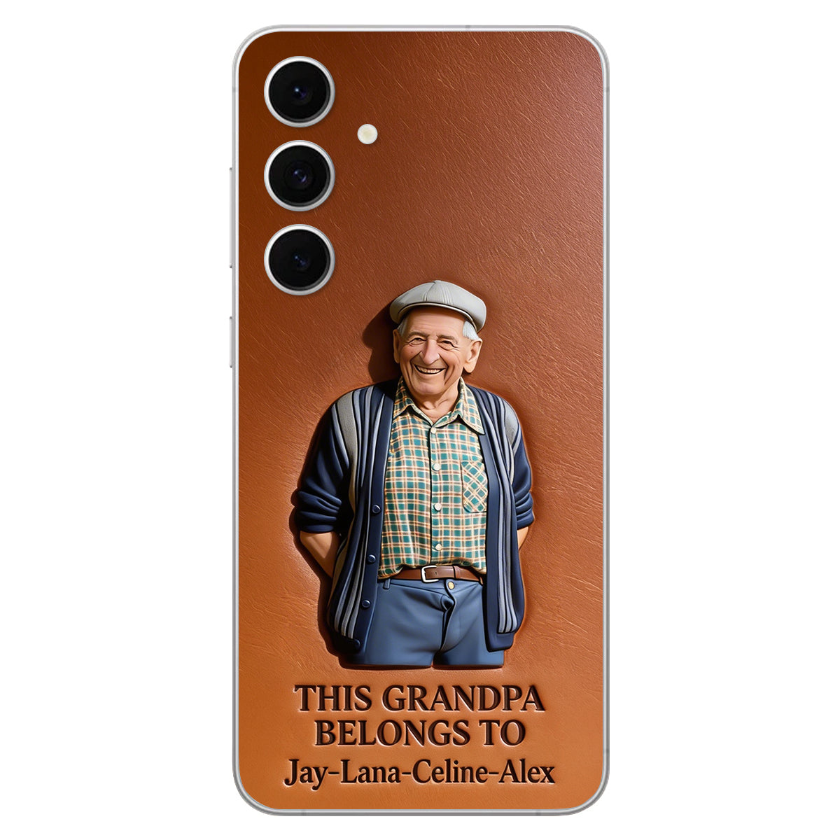 Together Always Case - Personalized Grandpa 3D Embossed Leather Phone Case