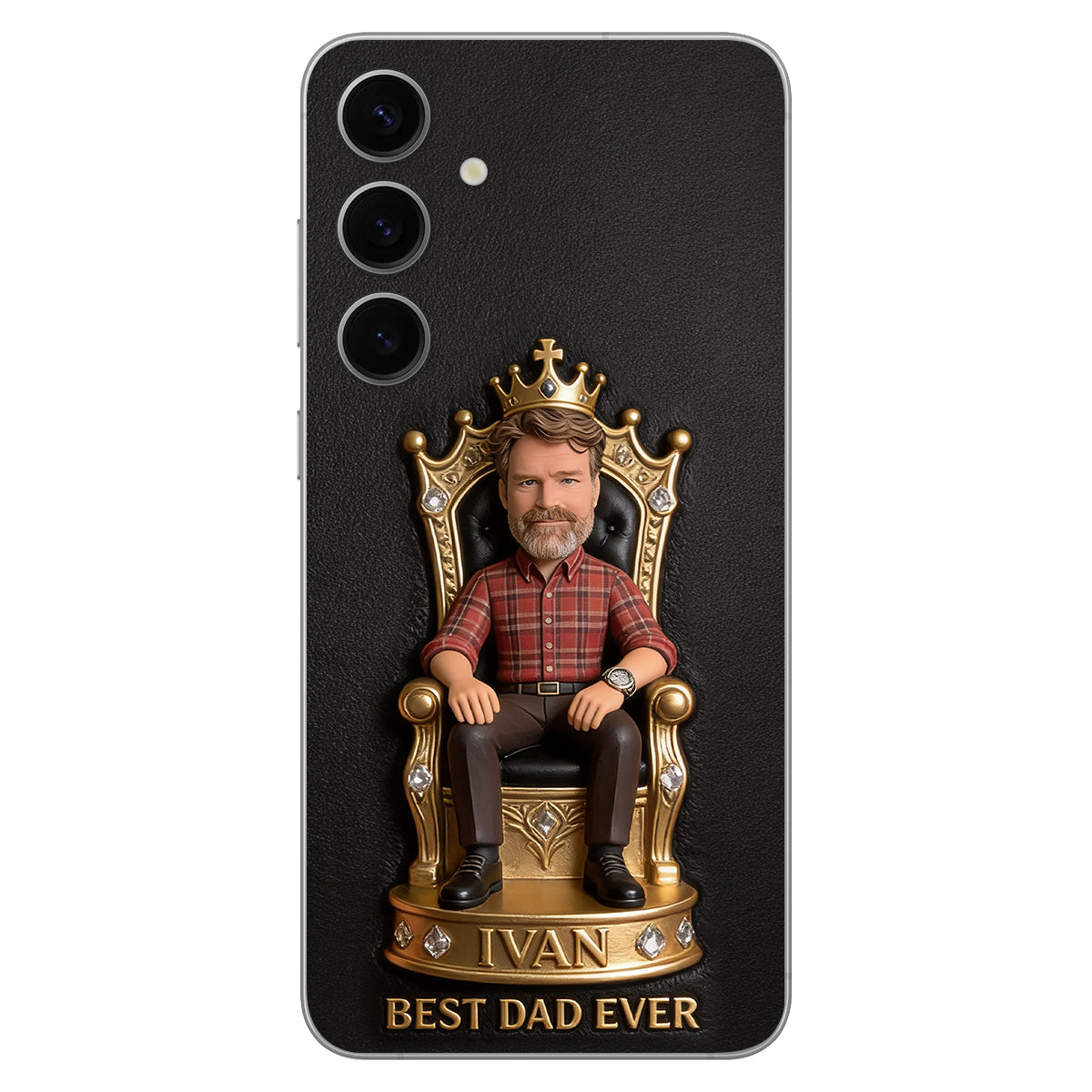 The King Dad - Personalized Father 3D Embossed Leather Phone Case