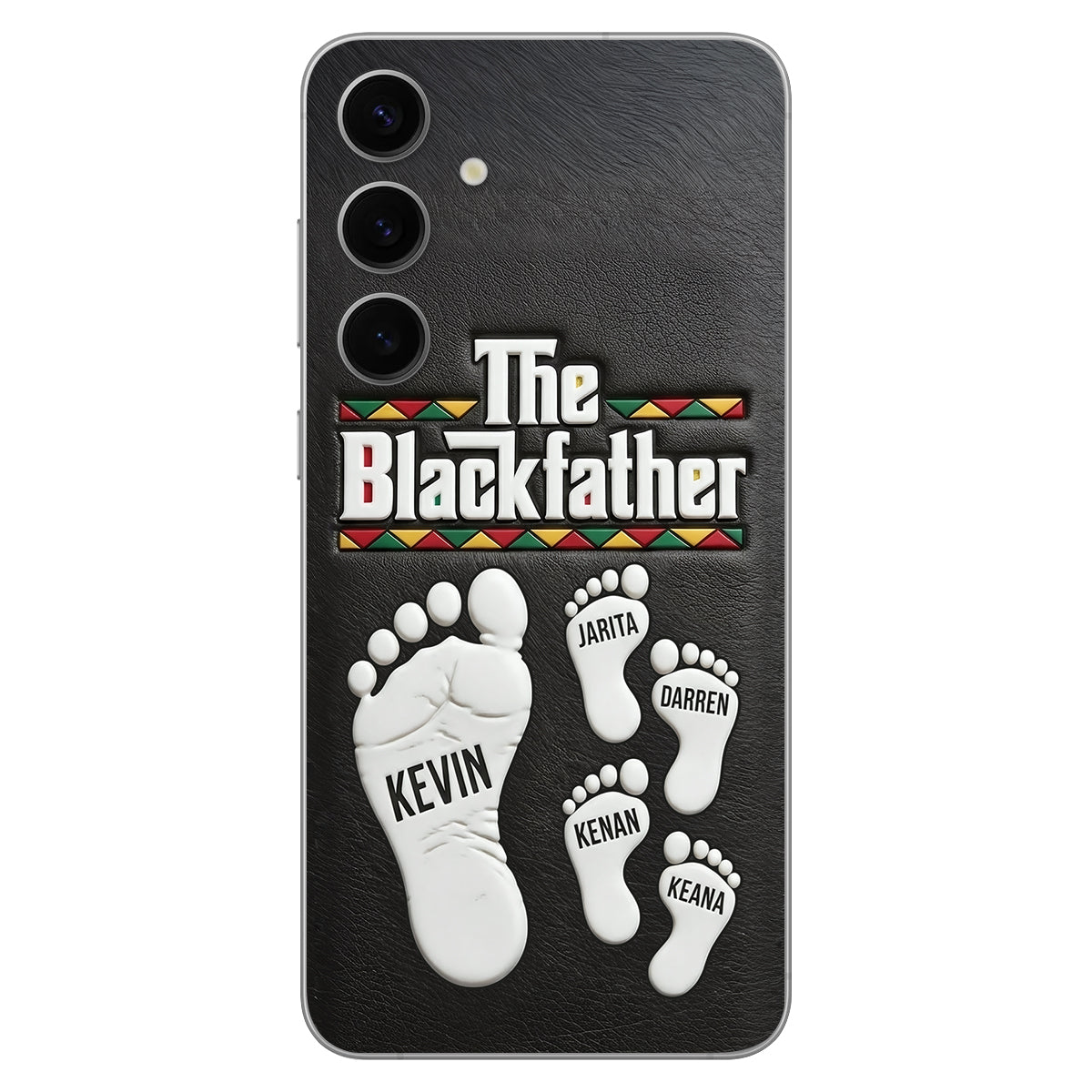 The Blackfather - Personalized Father 3D Embossed Leather Phone Case