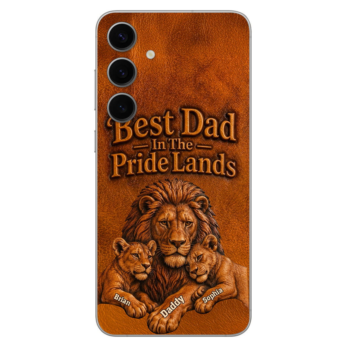 Papa Lion - Personalized Father 3D Embossed Leather Phone Case