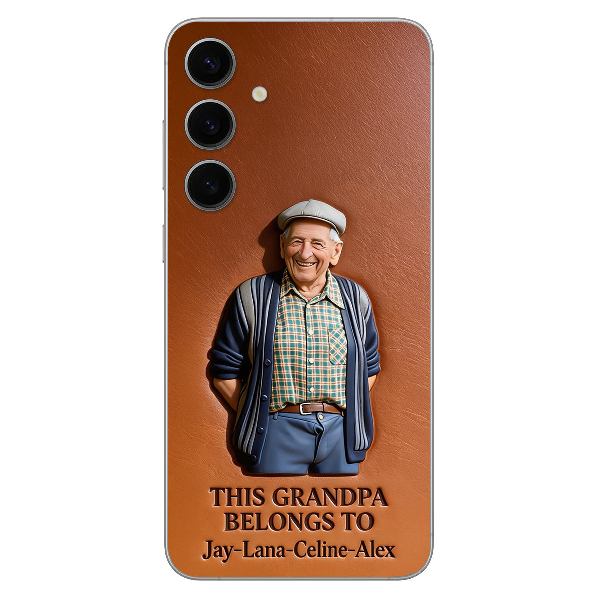 Together Always Case - Personalized Grandpa 3D Embossed Leather Phone Case