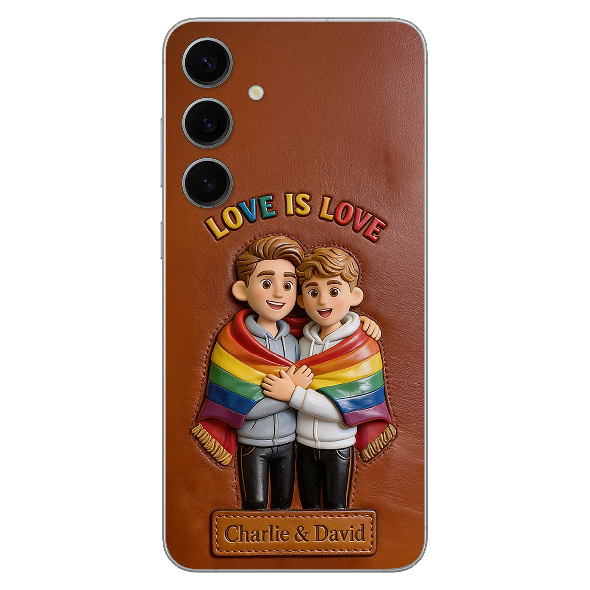 Love Is Love - Personalized LGBT Support 3D Embossed Leather Phone Case