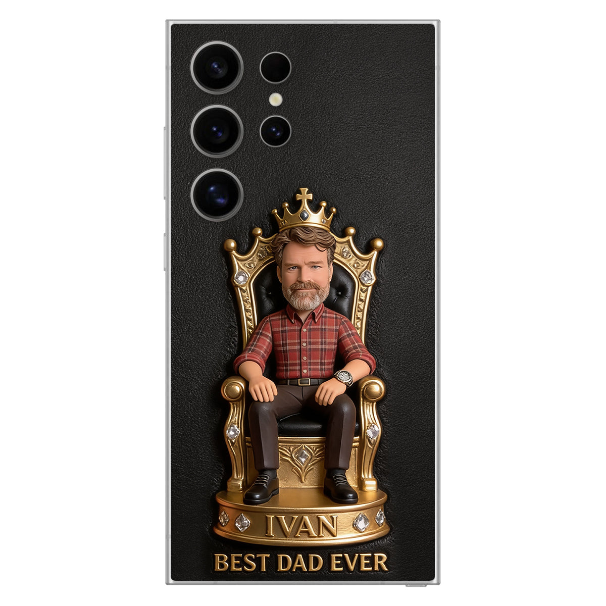 The King Dad - Personalized Father 3D Embossed Leather Phone Case
