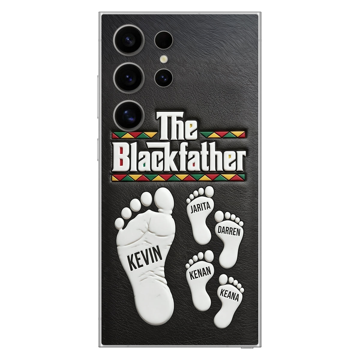 The Blackfather - Personalized Father 3D Embossed Leather Phone Case
