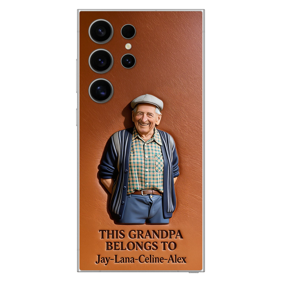 Together Always Case - Personalized Grandpa 3D Embossed Leather Phone Case