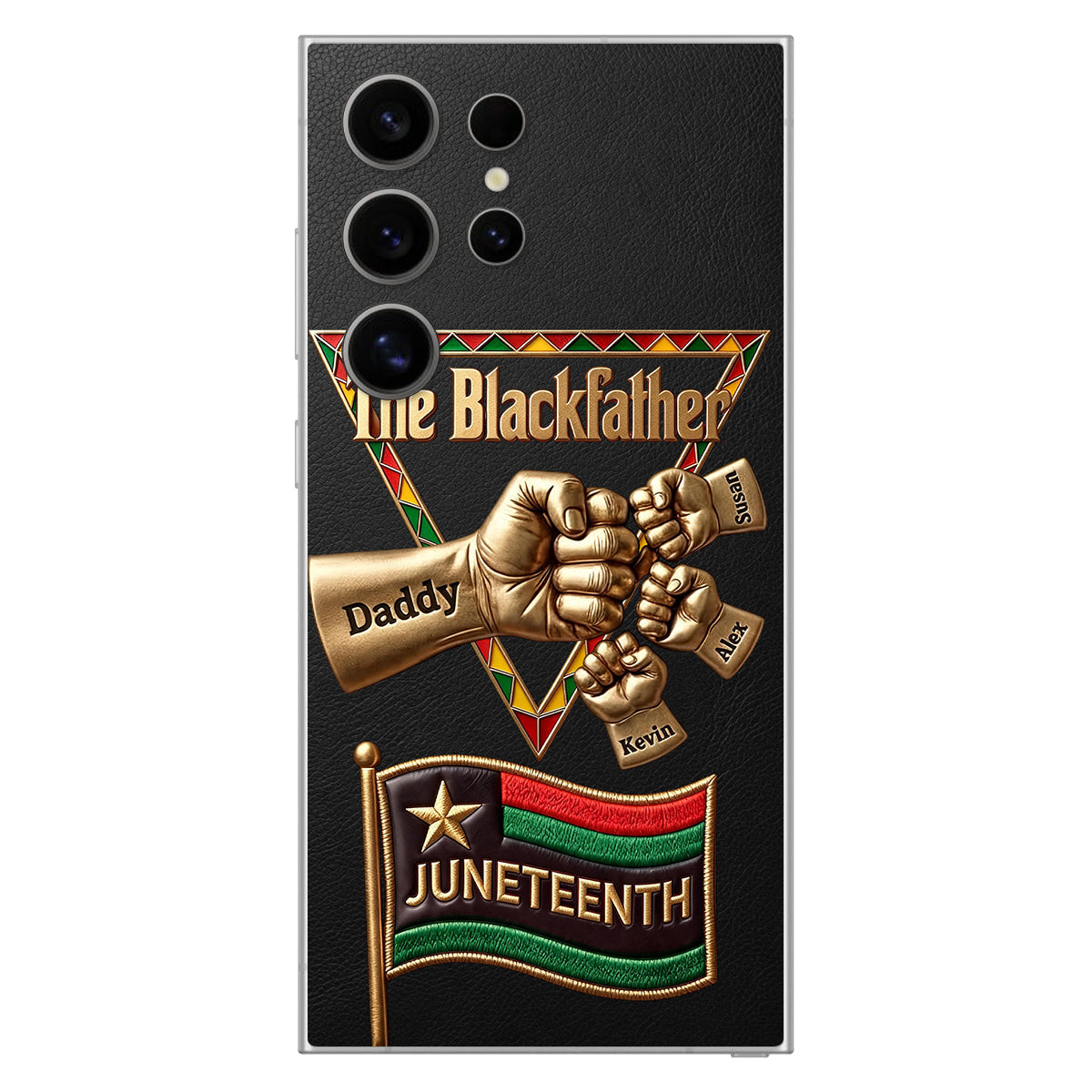 The Blackfather - Personalized Father 3D Embossed Leather Phone Case