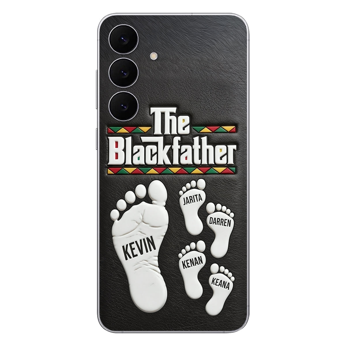 The Blackfather - Personalized Father 3D Embossed Leather Phone Case