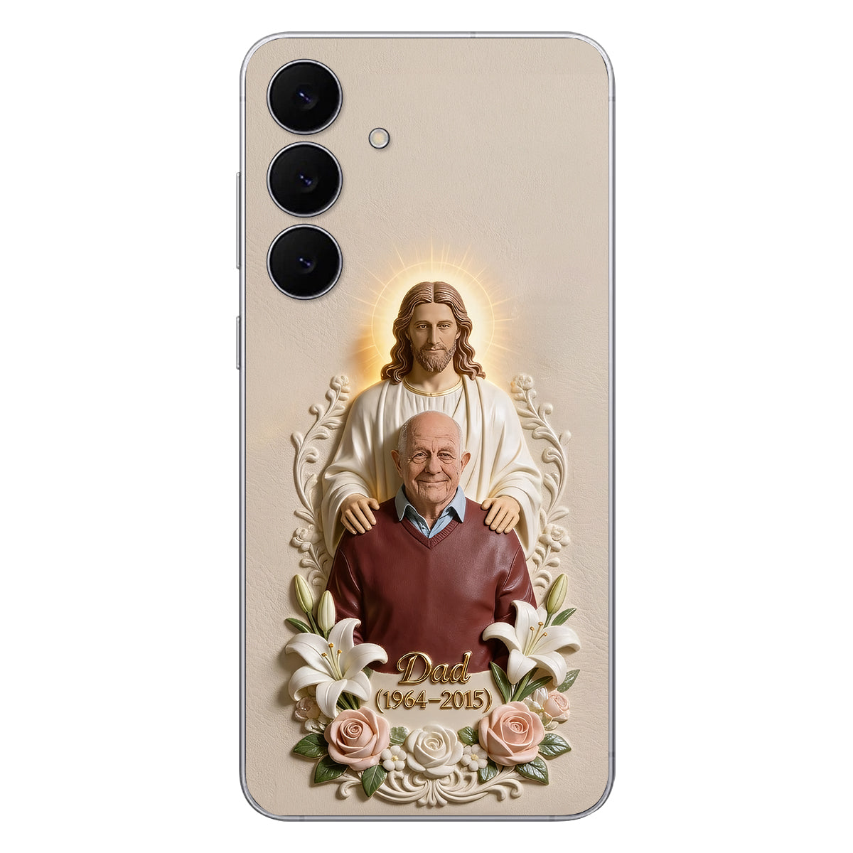 Memorial Gift Idea, Gift for Lost of Loved Ones - Personalized Memorial 3D Embossed Leather Phone Case