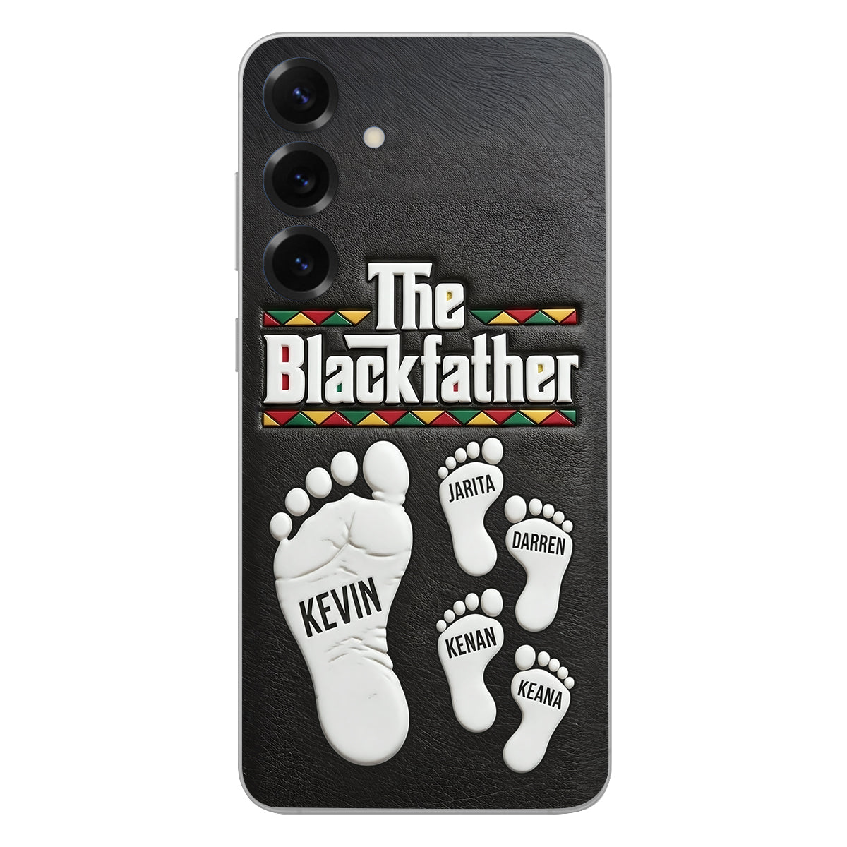 The Blackfather - Personalized Father 3D Embossed Leather Phone Case