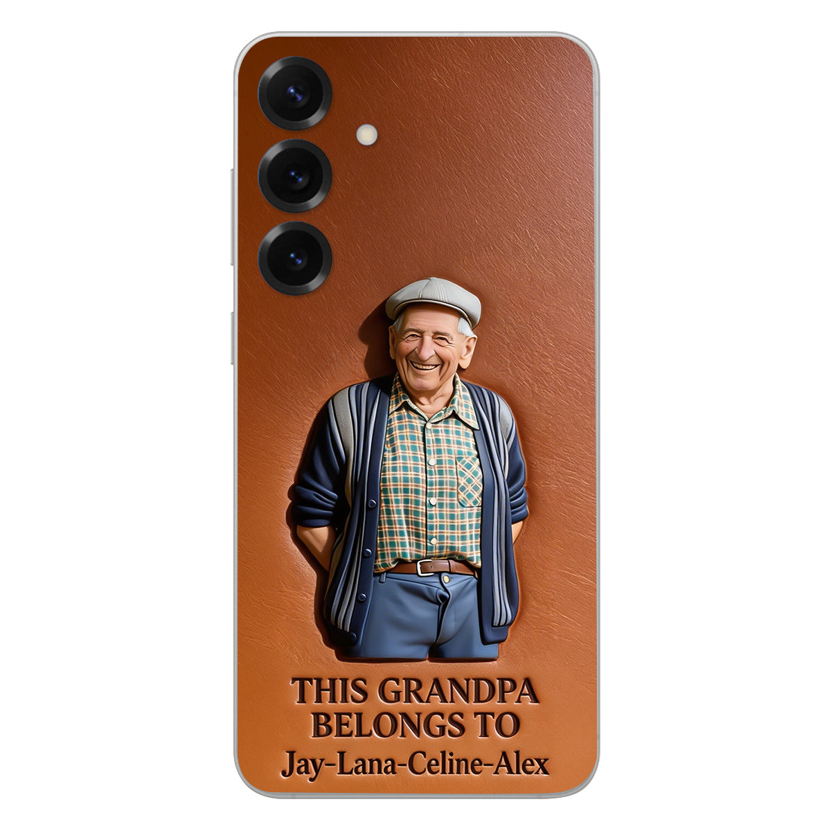 Together Always Case - Personalized Grandpa 3D Embossed Leather Phone Case