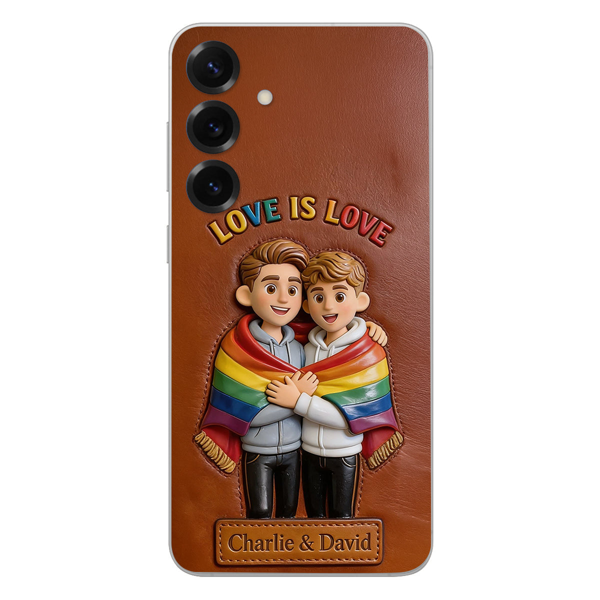 Love Is Love - Personalized LGBT Support 3D Embossed Leather Phone Case