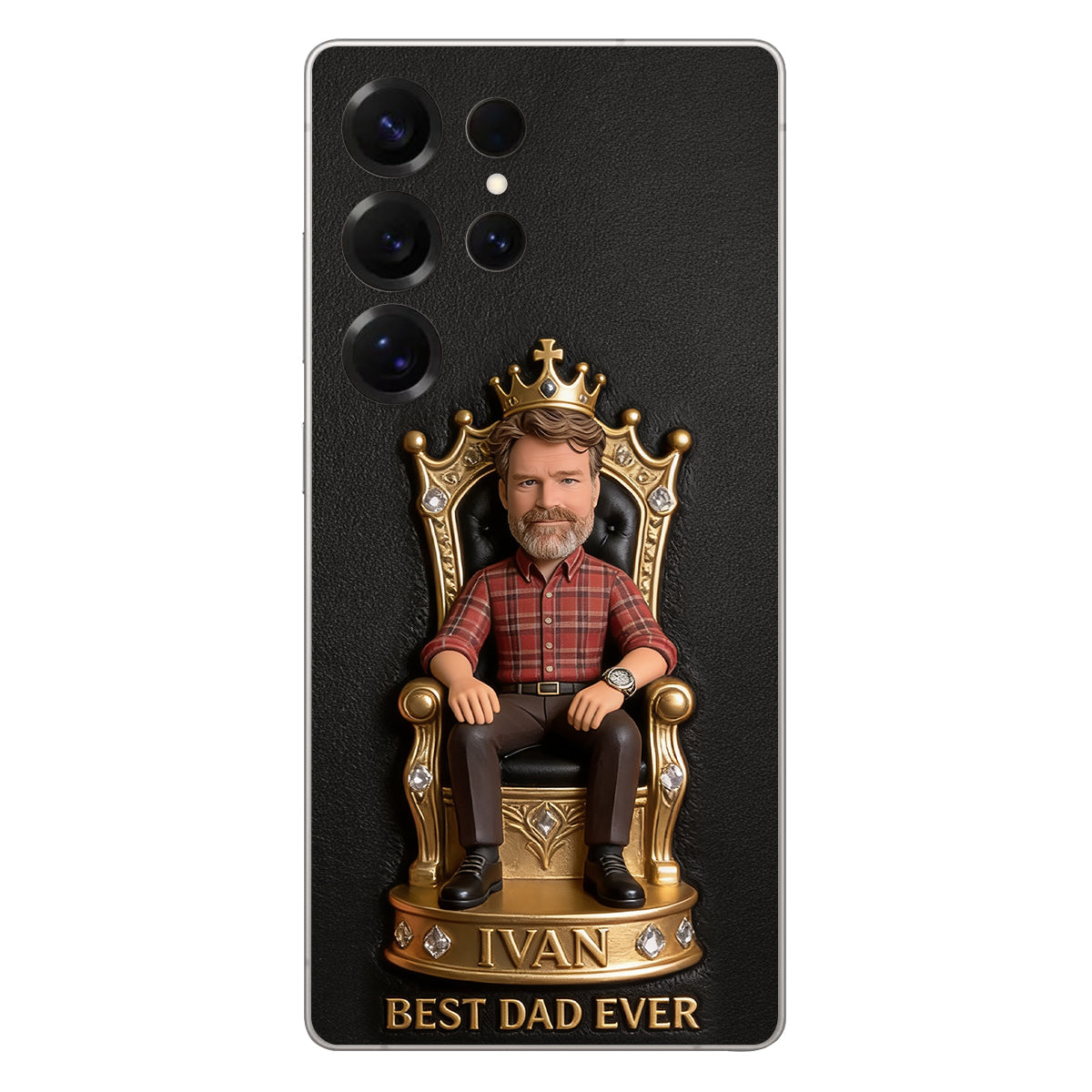 The King Dad - Personalized Father 3D Embossed Leather Phone Case
