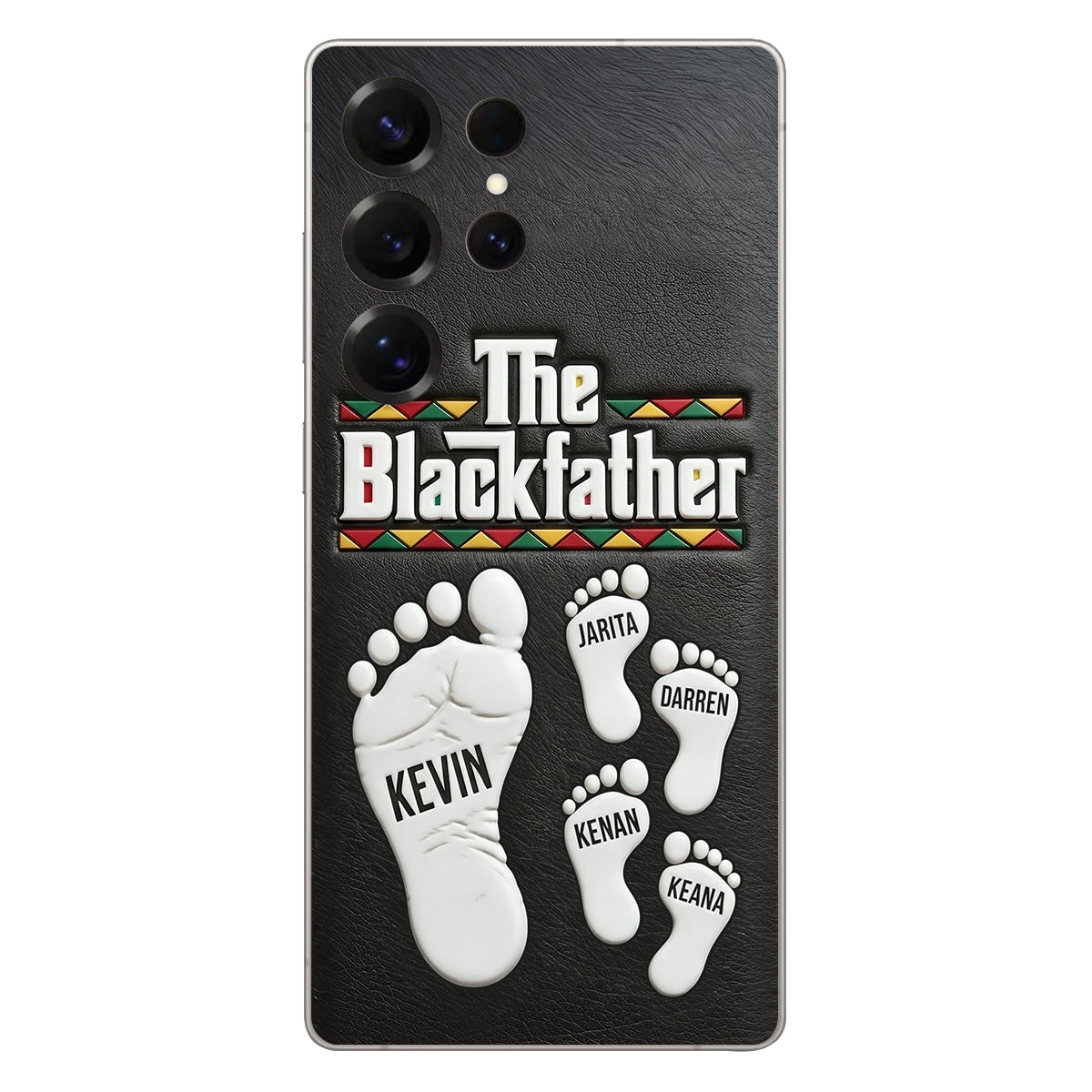 The Blackfather - Personalized Father 3D Embossed Leather Phone Case