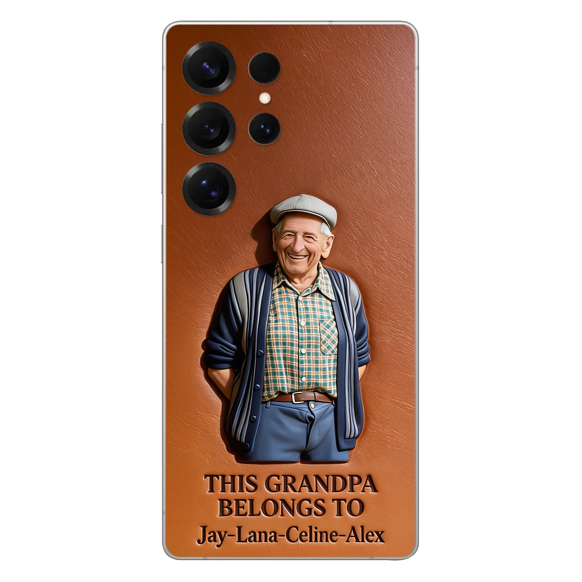 Together Always Case - Personalized Grandpa 3D Embossed Leather Phone Case