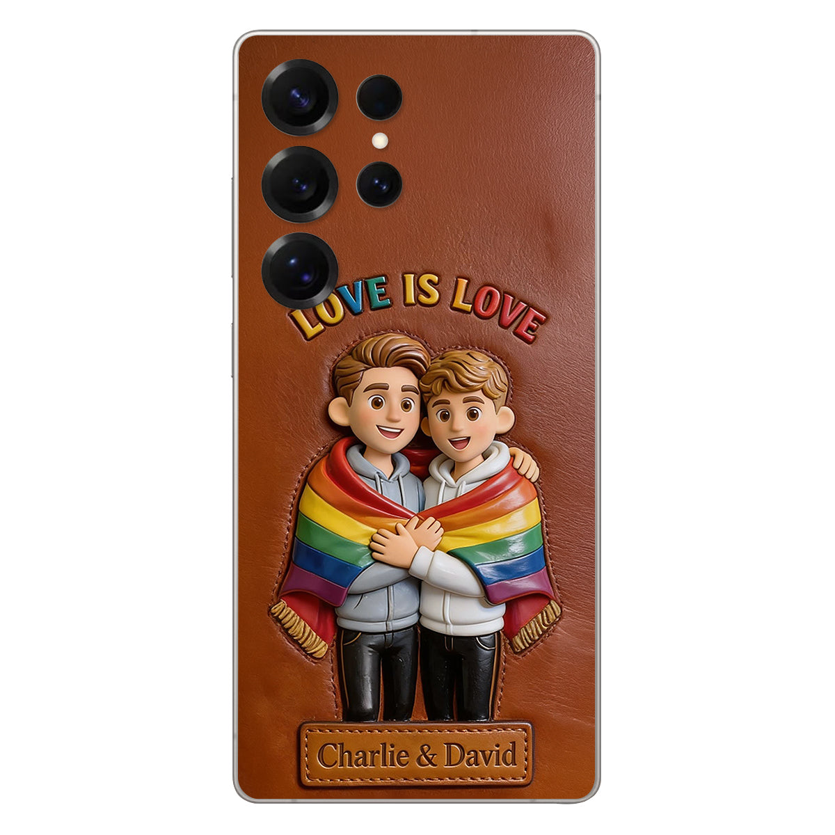 Love Is Love - Personalized LGBT Support 3D Embossed Leather Phone Case