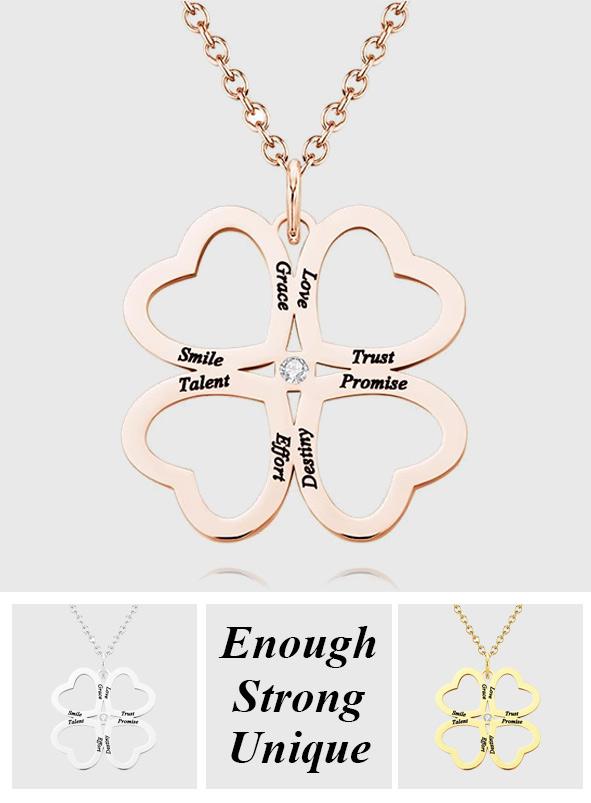 Personalized Four Leaves Clover Charm
