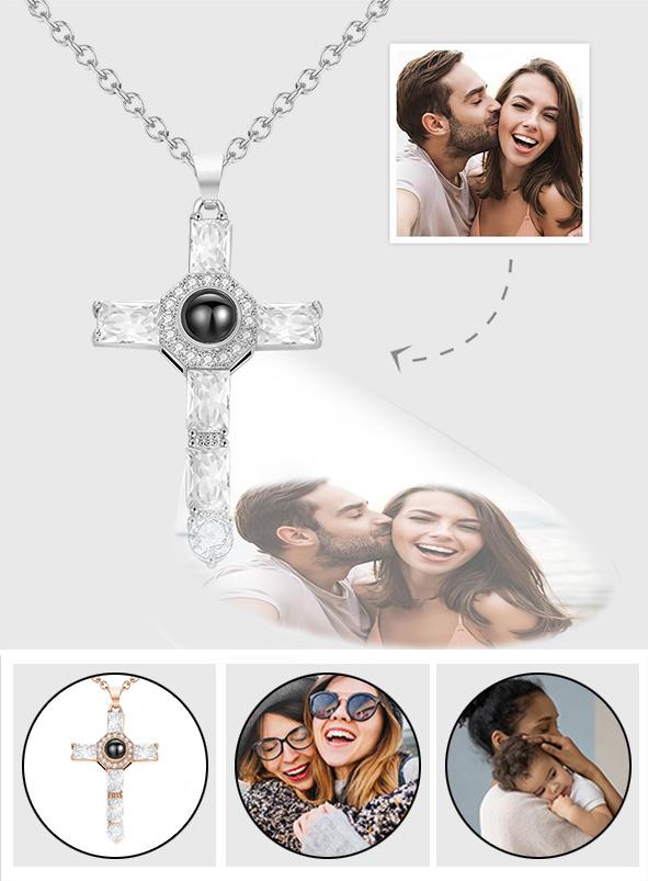 Personalized Cross Commemorative Photo Projection Charm