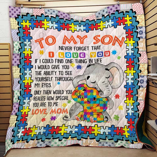 To My Son Autism Quilt - Autism Awareness Quilt 0921