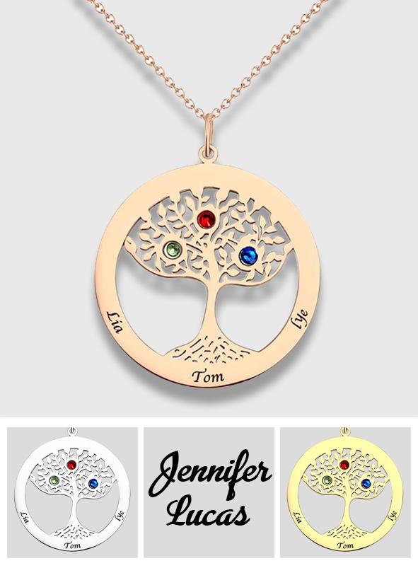 Personalized Family Tree Necklace With Birthstone