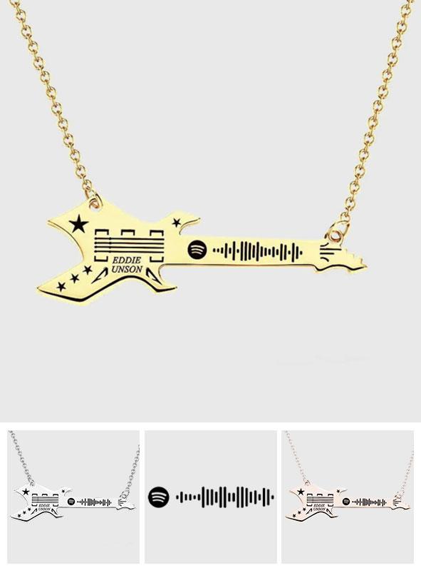 Rock N' Roll - Personalized Guitar Shaped Necklace