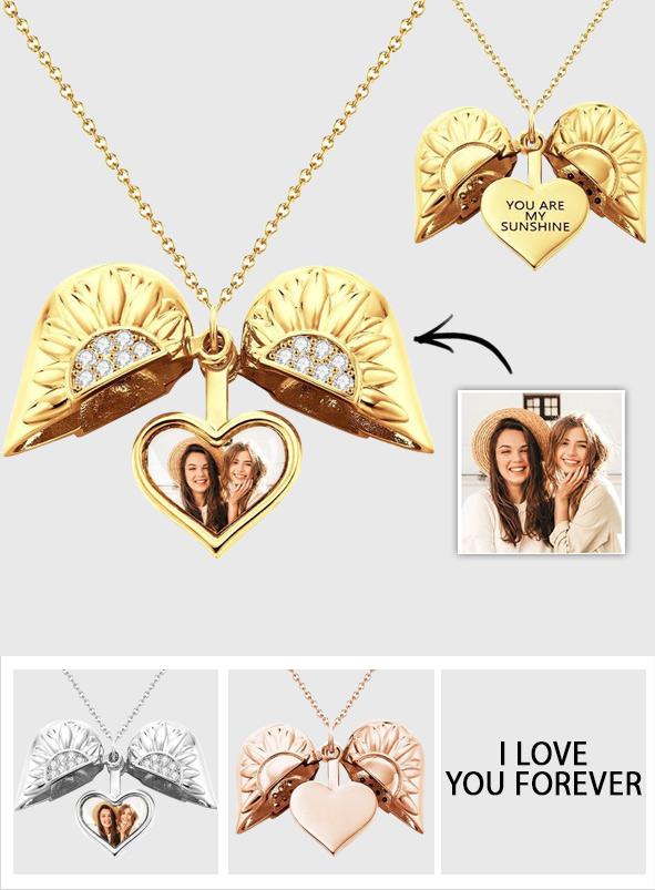 You Are My Sunshine - Personalized Photo Engraved Necklace Sunflower