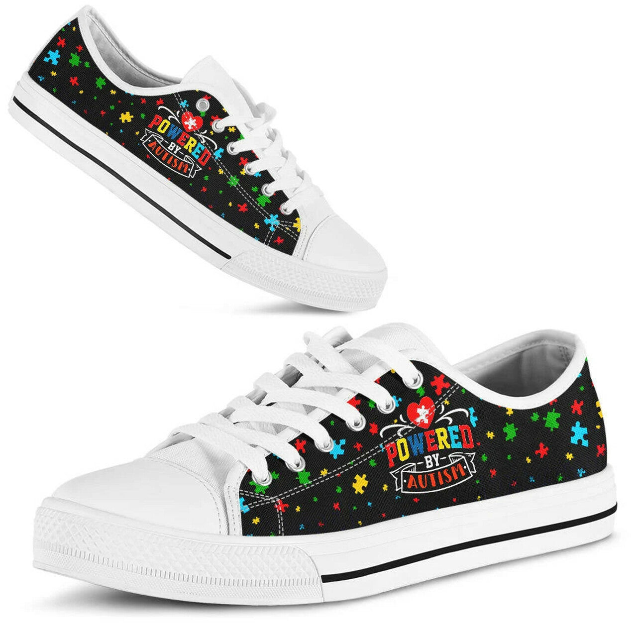 Powered By Autism - Autism Awareness Low Top Shoes 0921