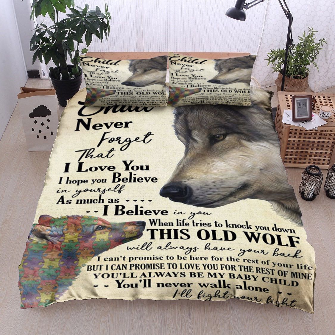 Wolf Autism To My Child - Autism Awareness Quilt Set 0921