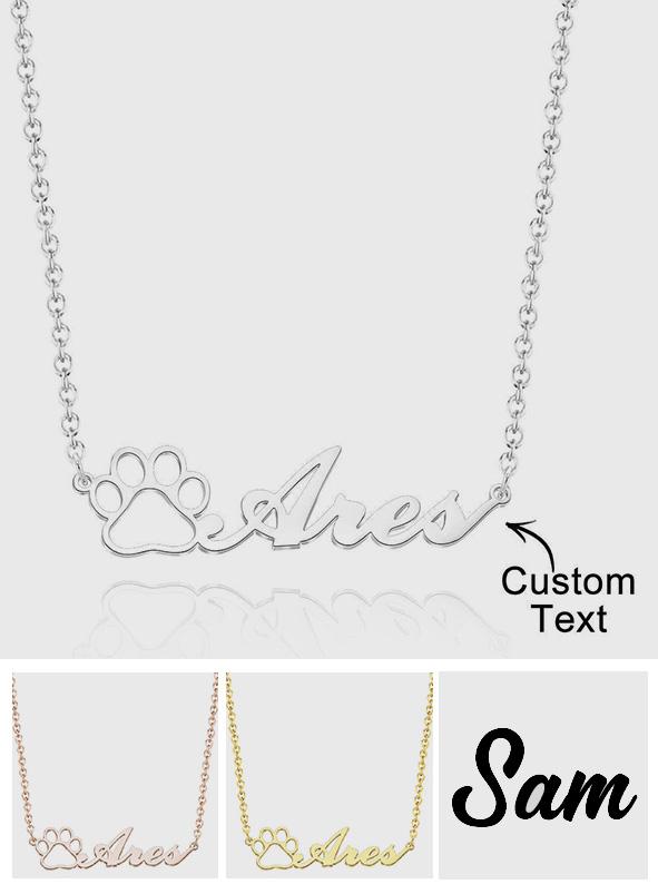 Personalized Dog Pet Paw Print Name Charm