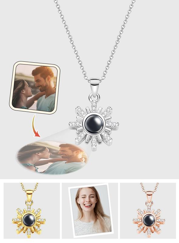 Personalized Sun Flower Diamond Photo Projection Charm
