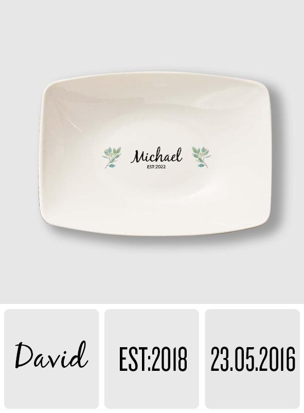 Name Engraved Tableware Plate Flower - gift for anyone - Personalized Plate